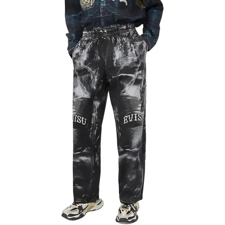 EVISU Casual Pants Men's Black All Over Print-2