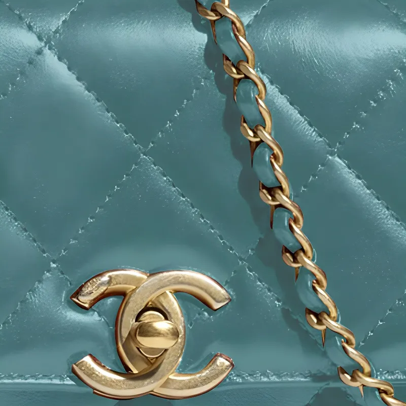 CHANEL 19Bag Calfskin & Metal Coin Purse, Flap Bag, Crossbody Bag, Shoulder Bag Mini Women's Green-3