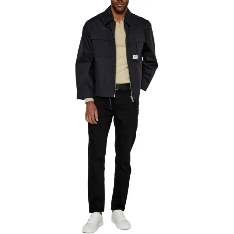 HUGO BOSS Ripstop Cotton Regular Fit Jacket With Logo Label Jackets Coats Men's Black-2