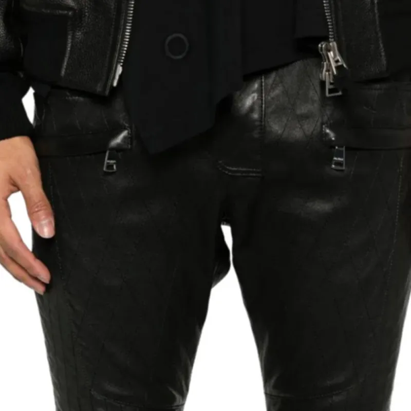 BALMAIN Quilted Leather Trousers-4