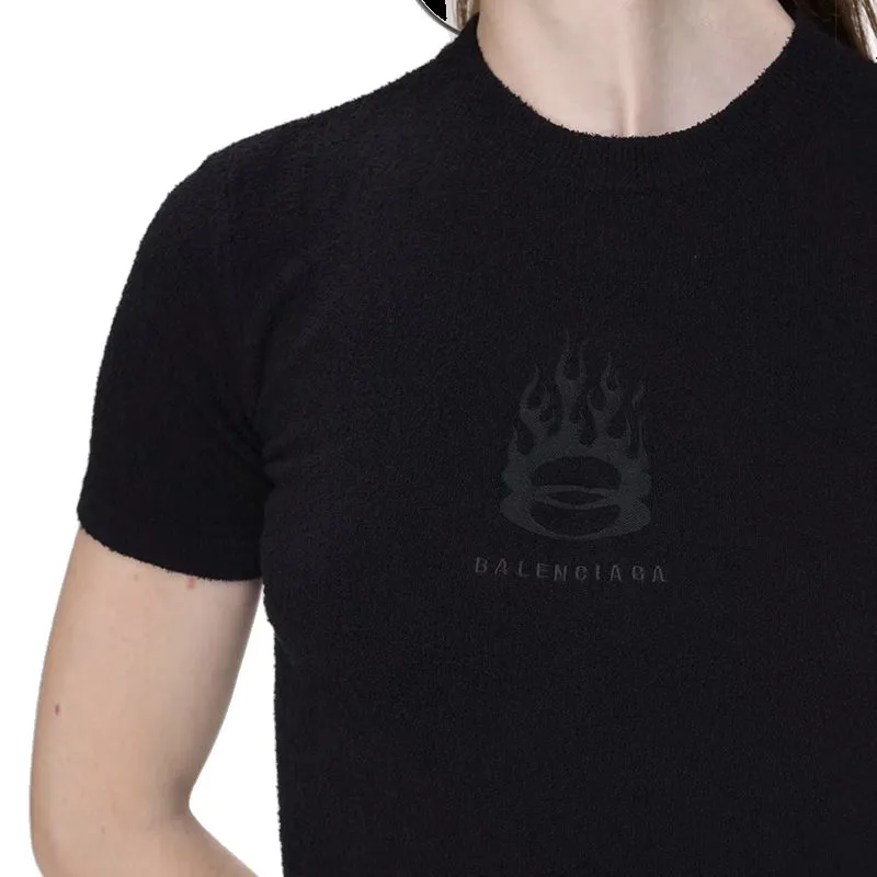 Balenciaga Burning Unity Fitted Knit Top-6