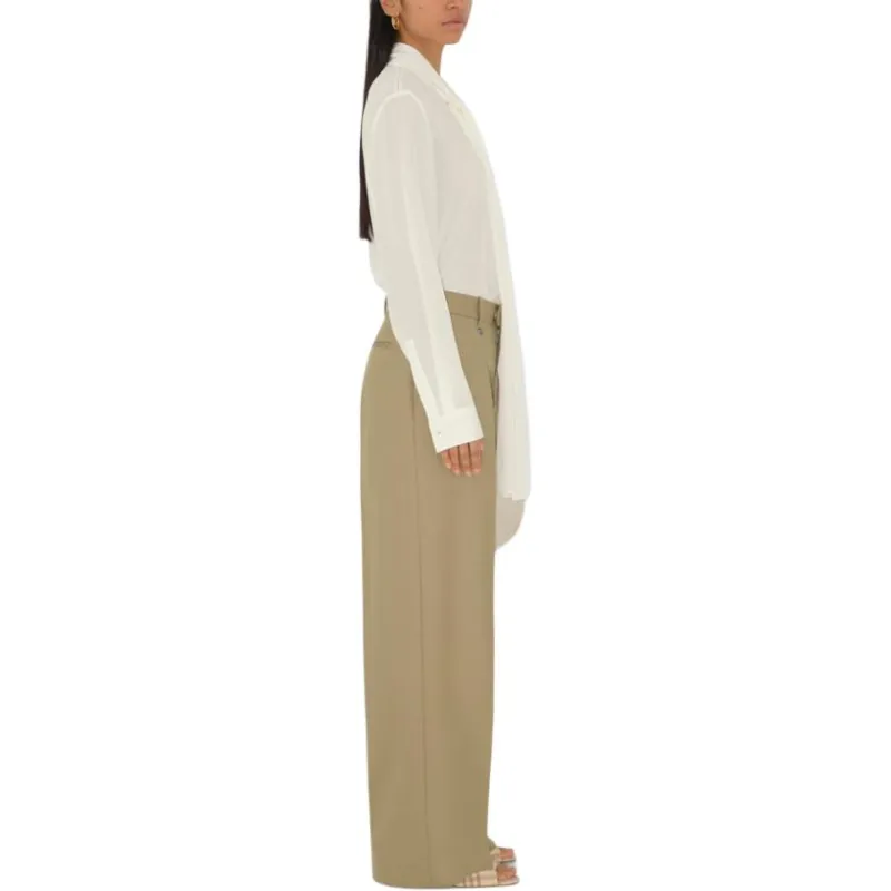 Burberry Wool Tailored Trousers Casual Pants Women's Khaki-3