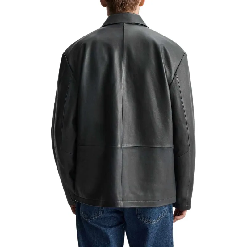 ZARA Leather Jacket Men's Sea Blue-1