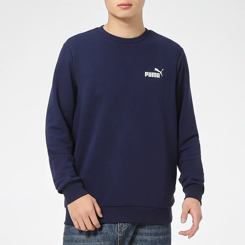 Puma Men Casual Sport Knit Crew Neck Pullover Sweatshirt Navy Blue-2