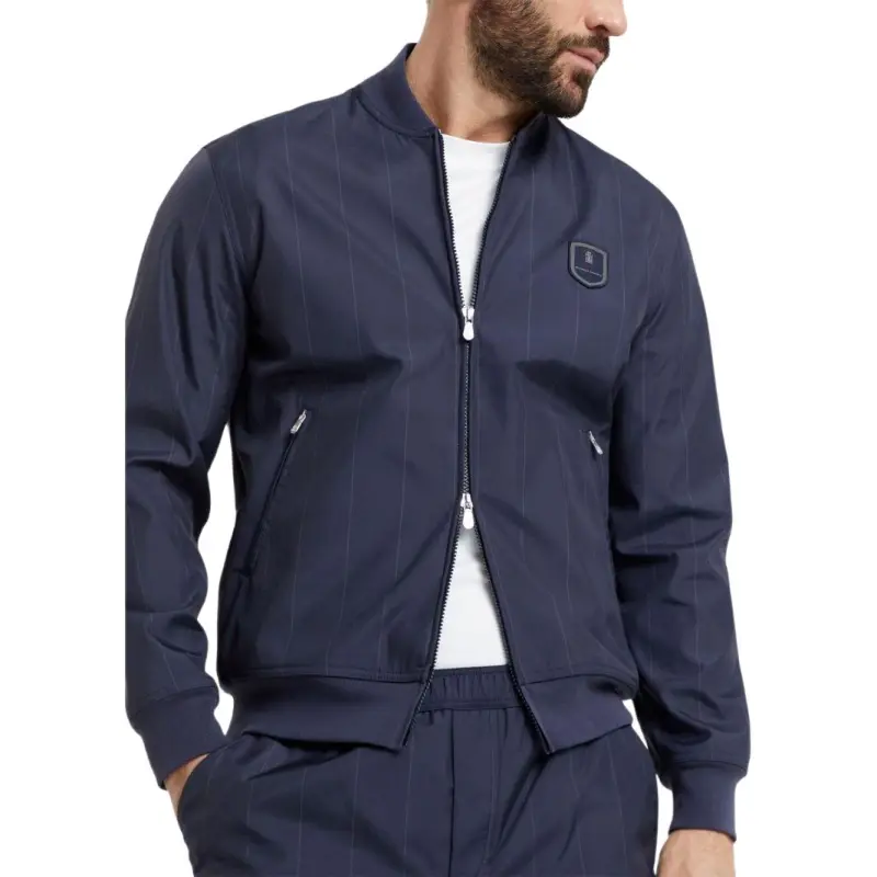 Brunello Cucinelli Logo appliqué Striped Jacket-4