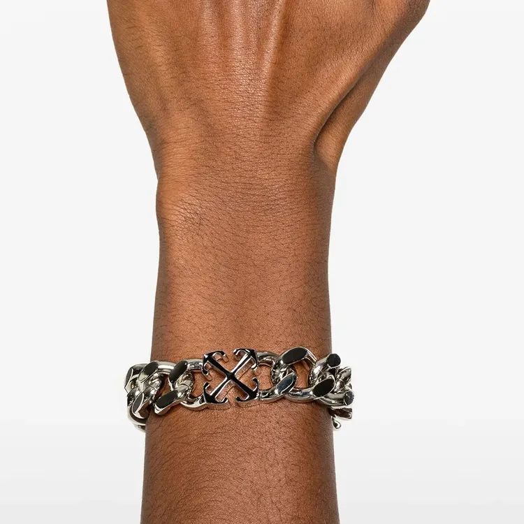OFF WHITE Enamel Arrow Curb Chained Bracelet-1