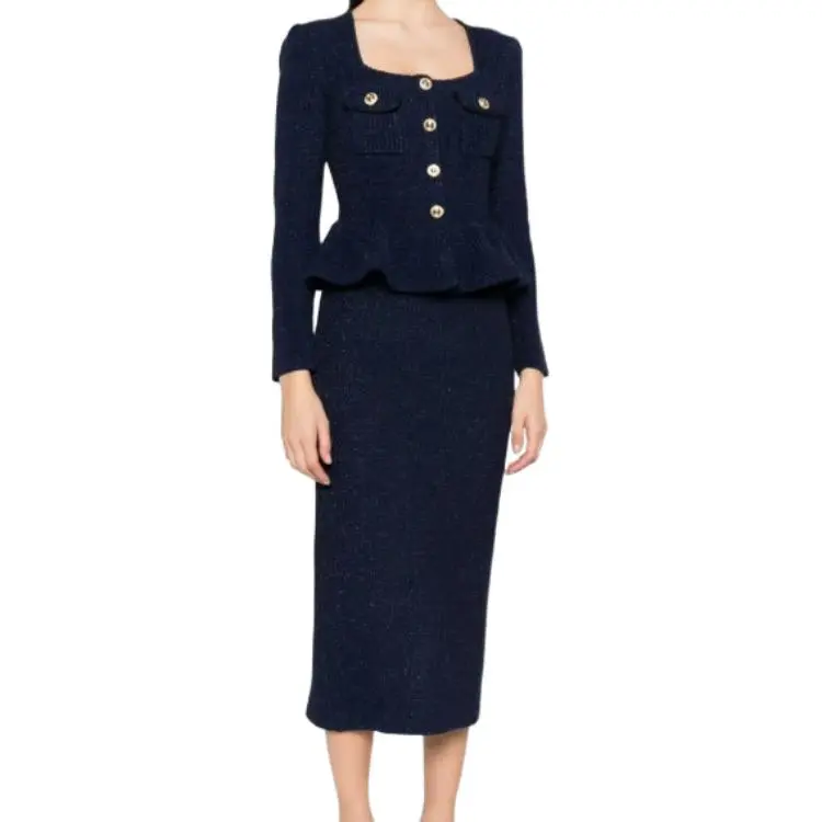 Self portrait Knitted Peplum Midi Dress-2
