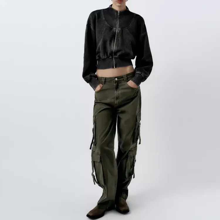 ZARA Cargo Pants Women's Khaki-2