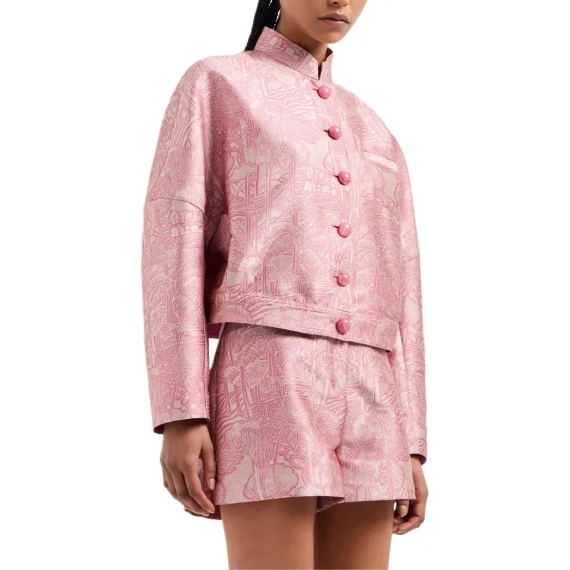 EMPORIO ARMANI All over Jacquard Jacket With Guru Collar-3