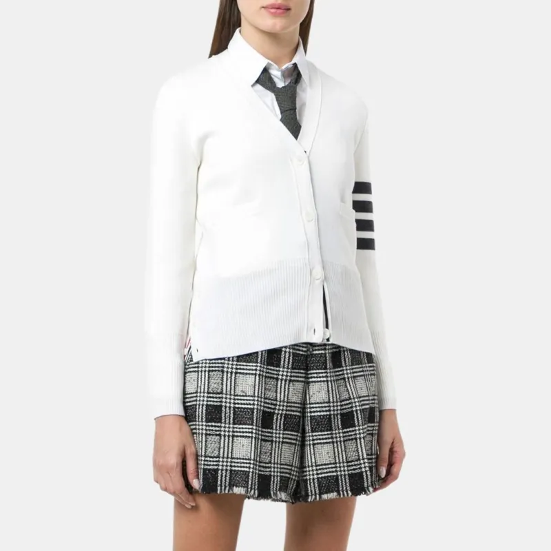 THOM BROWNE Milano Stitch V Neck Merino Cardigan-3