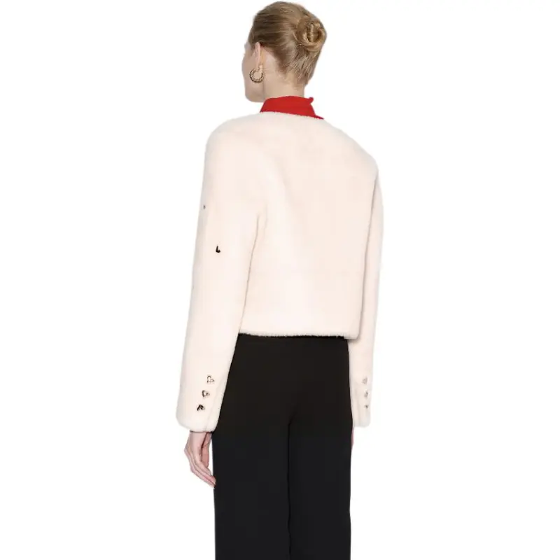 Bebe Velvet feel Coat Women's Ecru-1