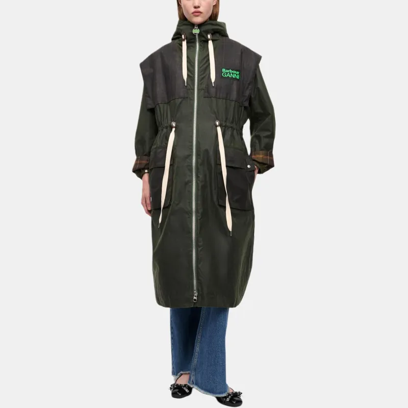 BARBOUR X GANNI Waxed Drawstring Jacket-2