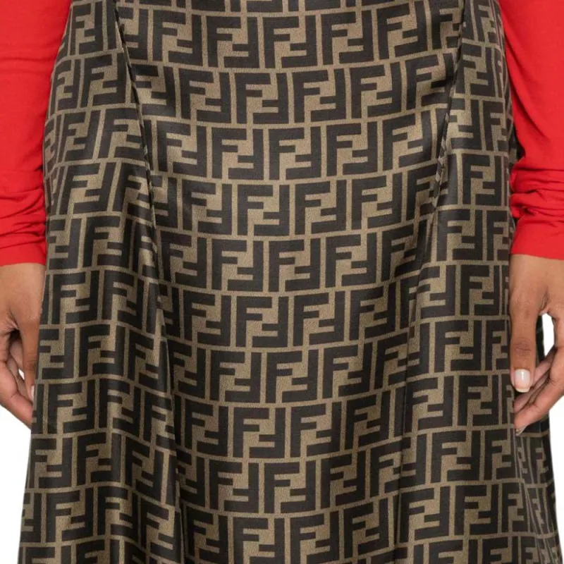 FENDI Logo Printed High Waist Skirt-6