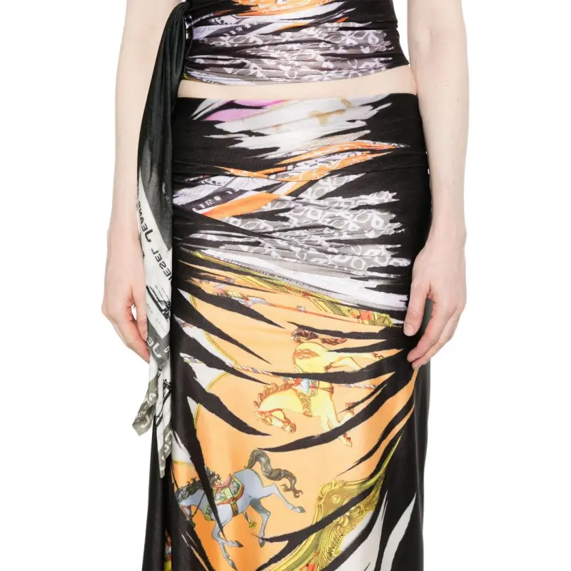 DIESEL O Pary Bandana Print Draped Skirt-4