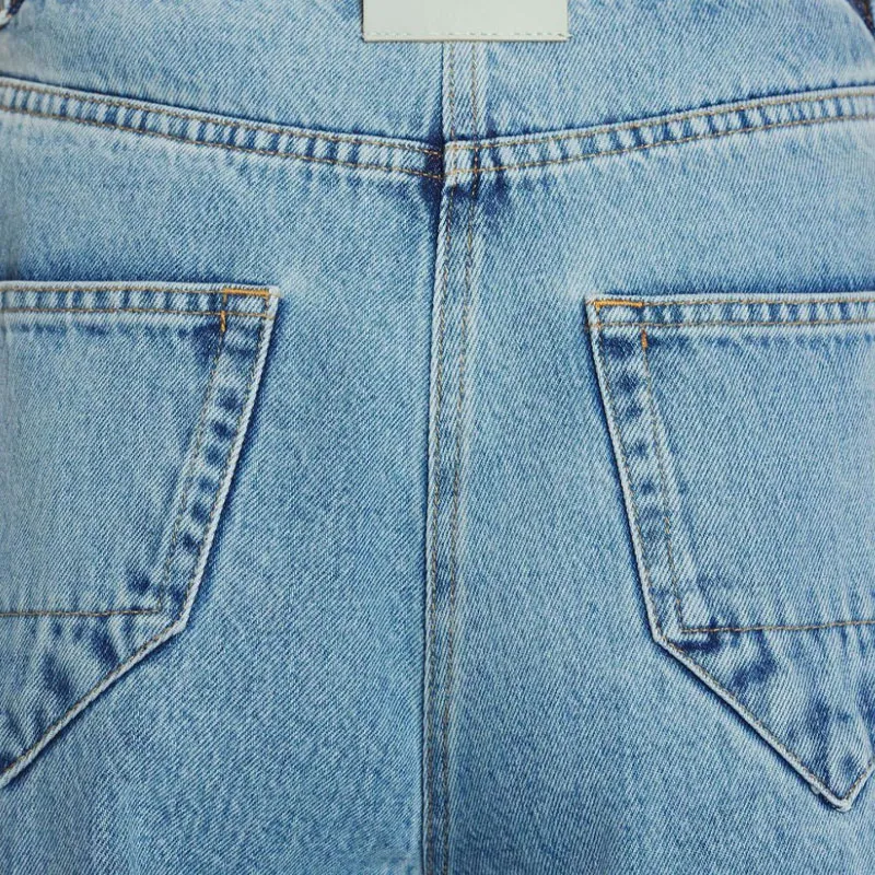 Lanvin Wide Leg Cuffed Denim Jeans-5