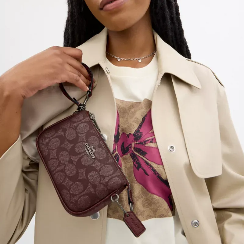 COACH Nolita Coated Canvas Handbag Shoulder Bag Mini Women's Wine-Colored-3