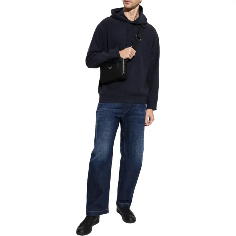 EMPORIO ARMANI Asv Jersey Lyocell Blend Hooded Sweatshirt With All over Lettering-2