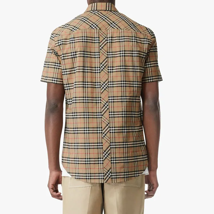 Burberry S/S Small Scale Check Stretch Cotton Shirt-2