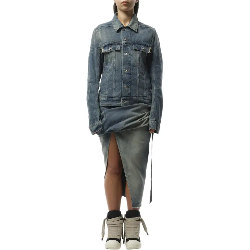 Rick Owens DRKSHDW Giacca Denim Trucker Jacket 'Washed Indigo'-1