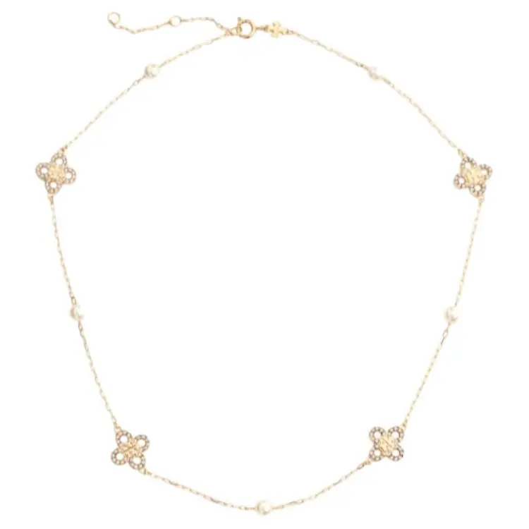 TORY BURCH Kira Clover Pearl Necklace-1