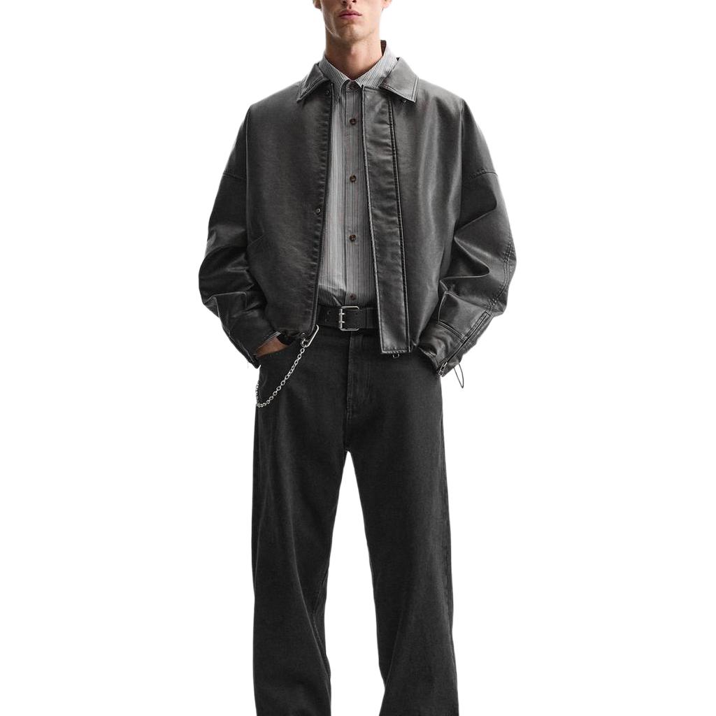 ZARA Leather Jacket Men's Black - POIZON ZARA Leather Jacket Men's Black - POIZON