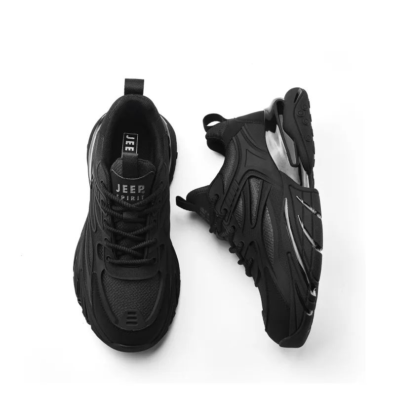 JEEP SPIRIT Cushioning Lightweight Abrasion Resistant Low Top Chunky Sneakers Men's Black-11