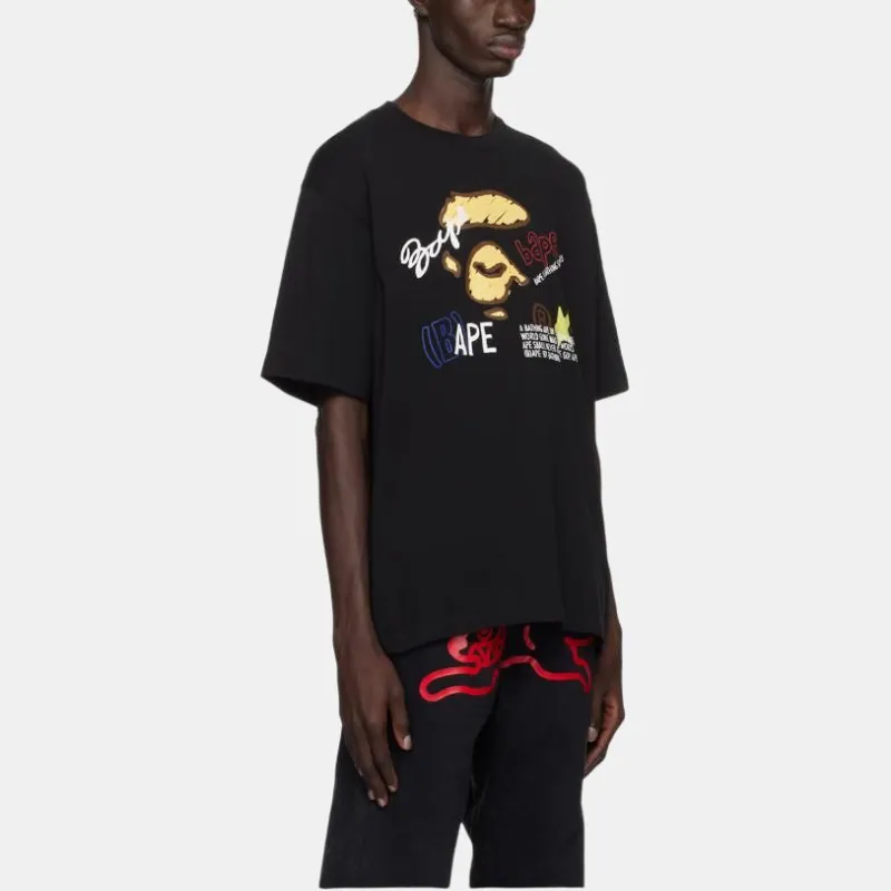 A BATHING APE Hand Draw Graphic Relaxed Fit Tee-4