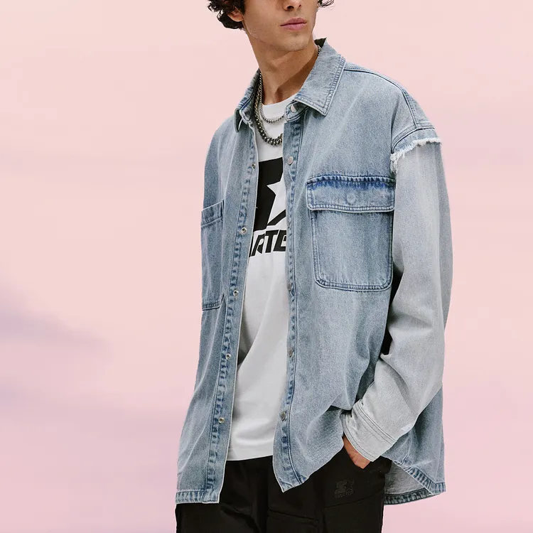 STARTER Denim Jackets Men Denim Light Blue-2
