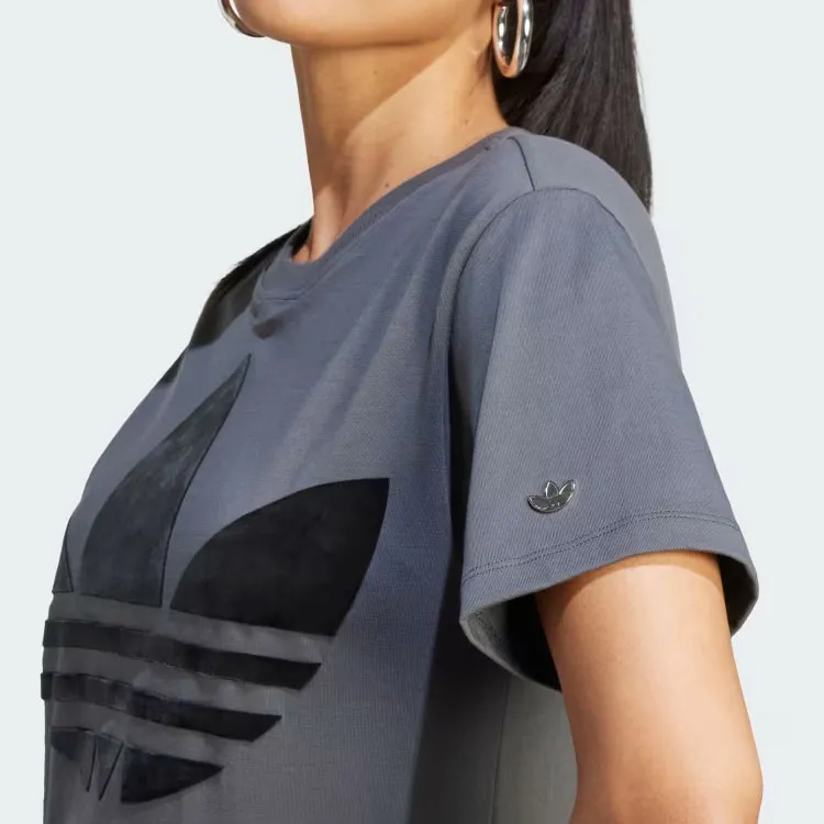 Adidas Originals Trefoil T Shirts Women's Dark Gray-4