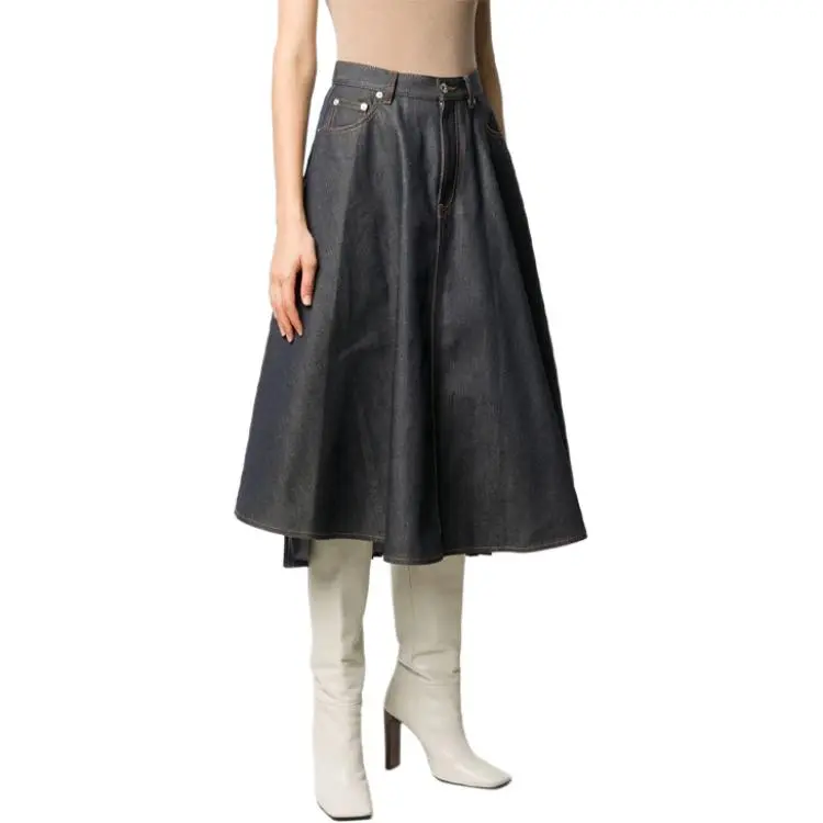 LOEWE Denim Long Skirts Women's Gray-3