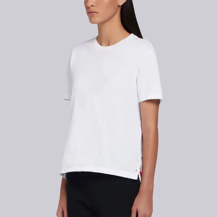 THOM BROWNE Rwb Stripe Asymmetric Hem T Shirt-3