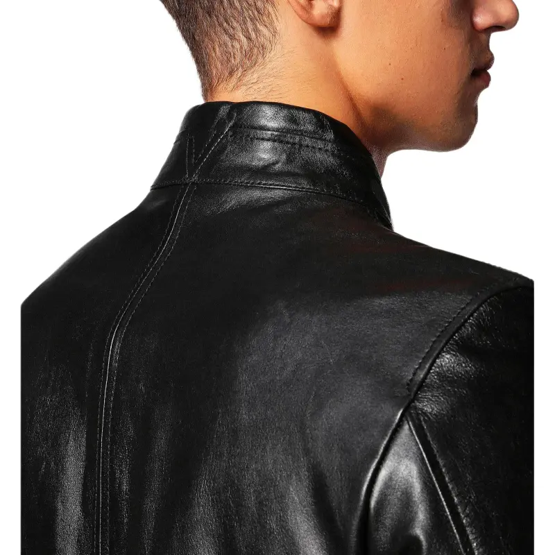 DIESEL Leather Jacket Men's Black-2