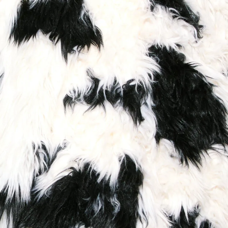 NASTY GAL Nessa Barrett Cow Printed Faux Fur Coat Coats Women's Monochrome-3