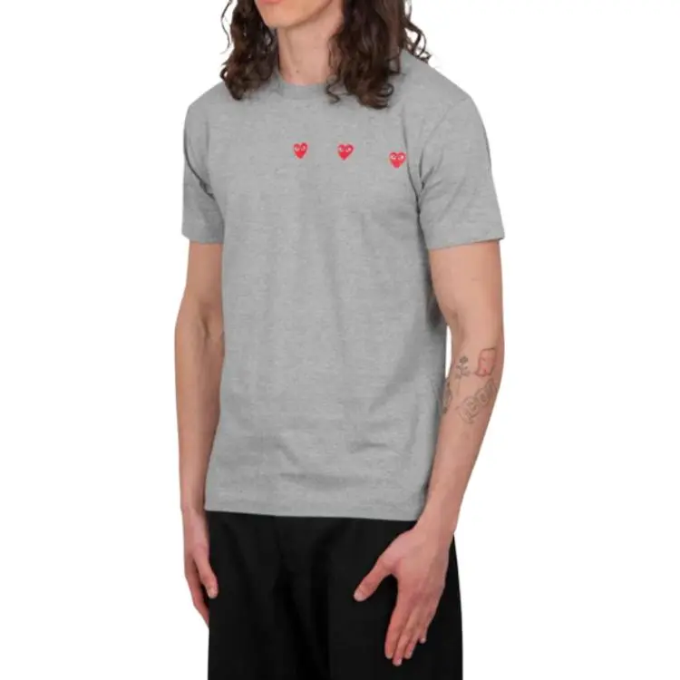 CDG Play T Shirts Men Gray-3
