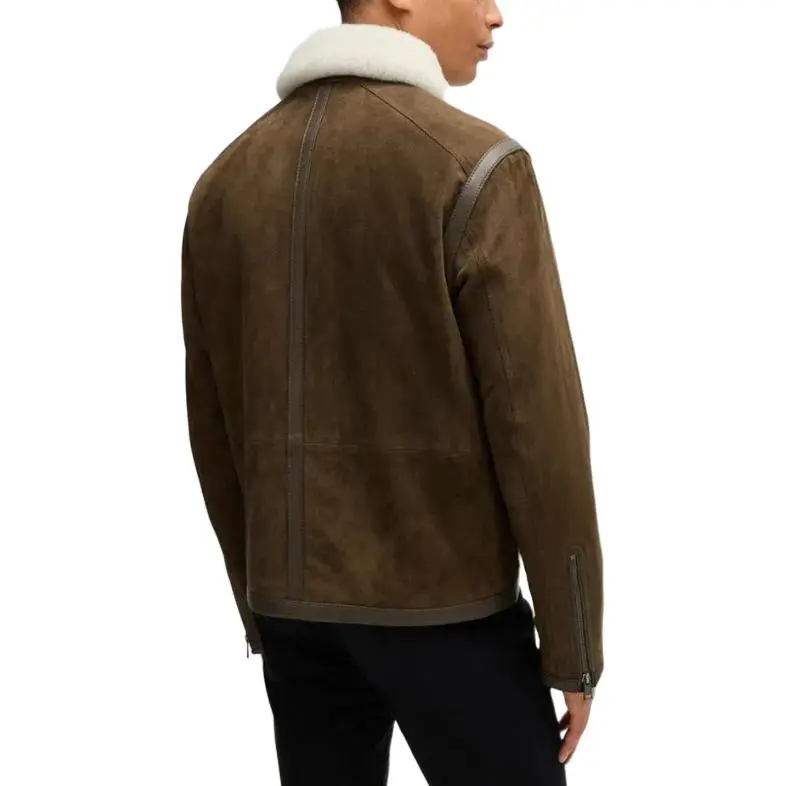HUGO BOSS Leather Jacket Men's Brown-2