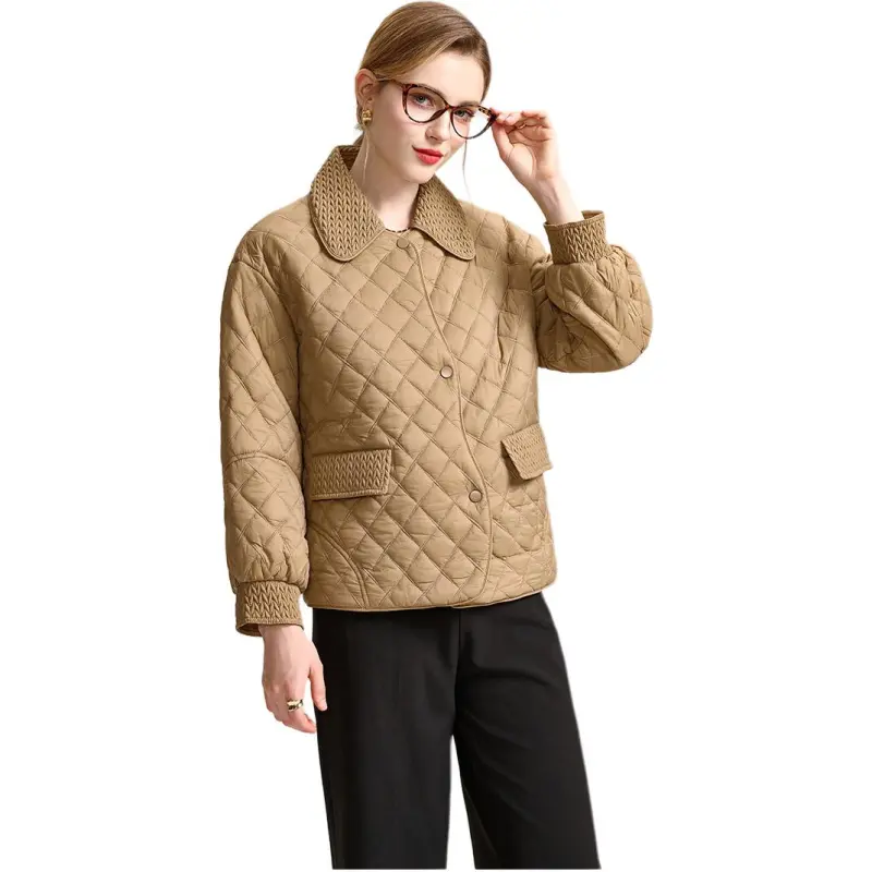 FENHONGMALI Puffer Jacket Women's Khaki-5