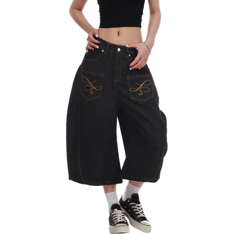 VINMUK Denim Shorts Unisex Black-6