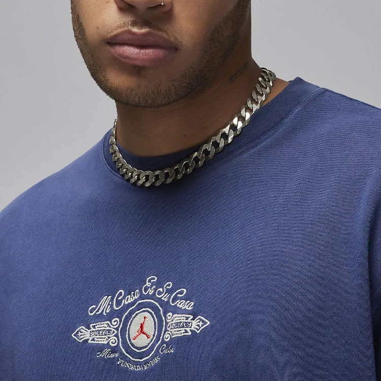 Jordan X SoleFly Apparel Collection Men's Embroidered Short-Sleeve T-Shirt Blue-3