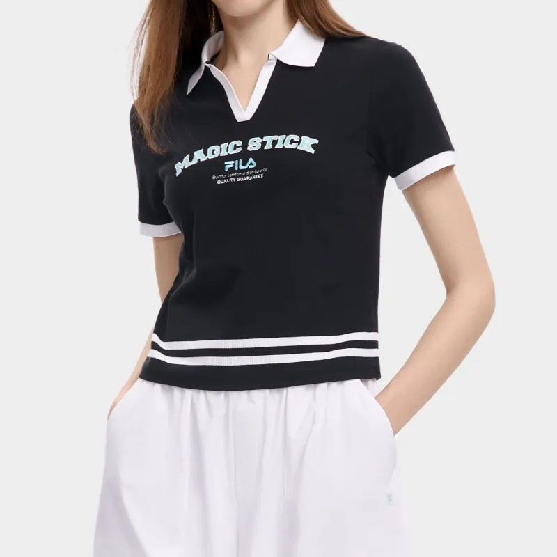 FILA X Magic Stick Joint Series Polo Shirt Women's Jet Black-2