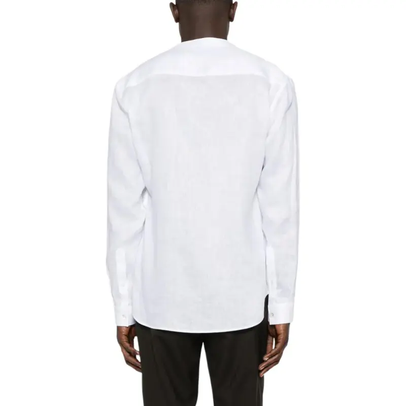 GIORGIO ARMANI Regular fit Linen Shirt With Front Ribs-2
