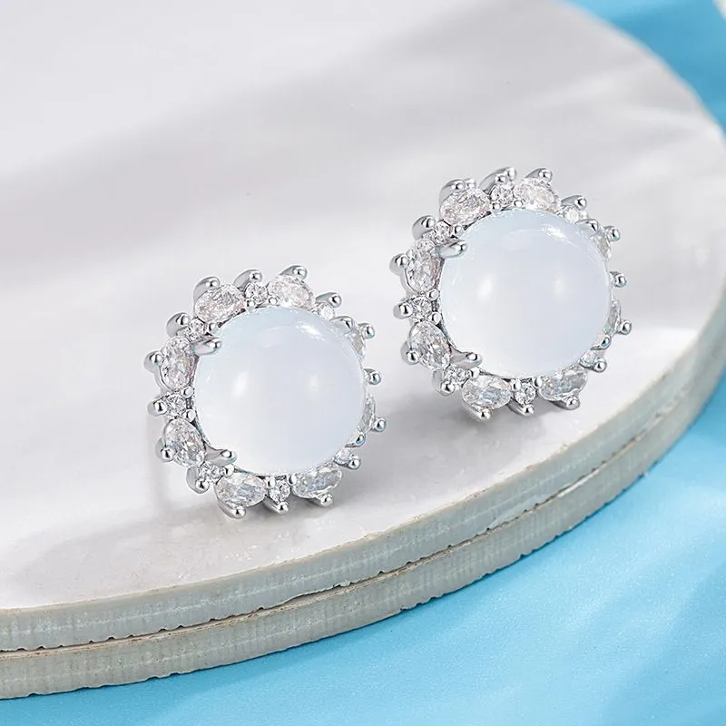 Grace Chalcedony Stud Earrings Women's-6