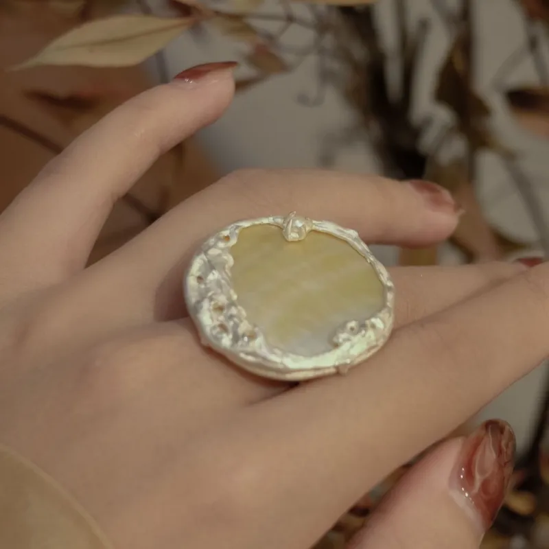 M.Wong Handmade Inlay Mother Of Pearl 925 Sterling Silver Pearl Advanced Sensory Ring Band Women's-5