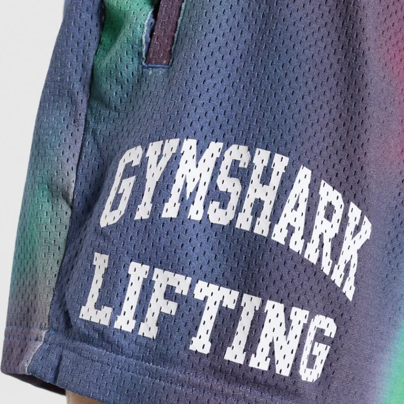 GYMSHARK PRINTED LIFTING MESH 5' SHORTS Casual Shorts Men's Purple-4