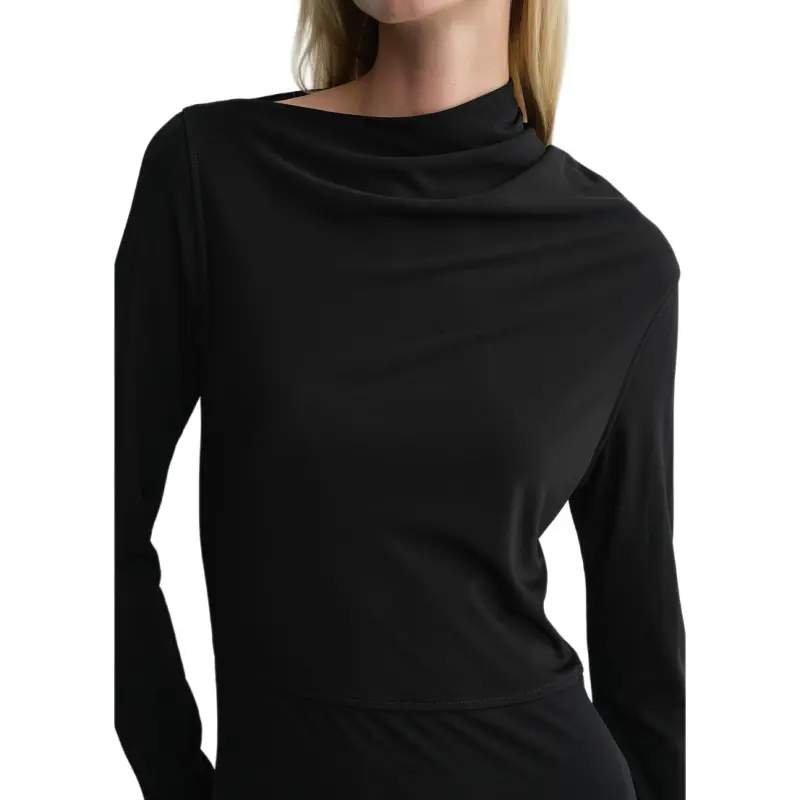 TOTEME Long Sleeved Asymmetric Neck Draped Dress-4