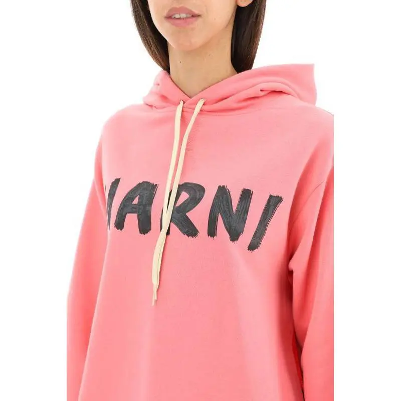 MARNI Logo Printed Drawstring Hoodie-4