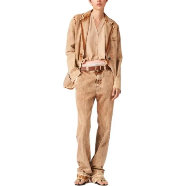 MIU MIU Denim Jackets Women's Cognac-3