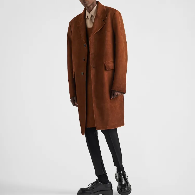 PRADA Single breasted Suede Coat-1