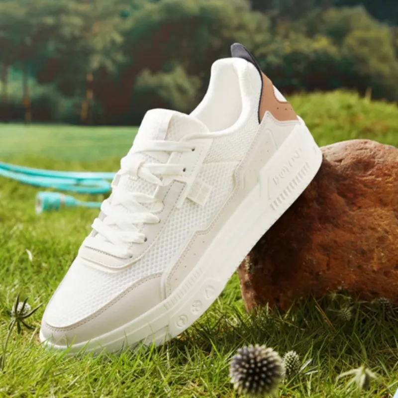 361° Lightweight And Breathable Low Top Skateboard Shoes Men's White Brown-3