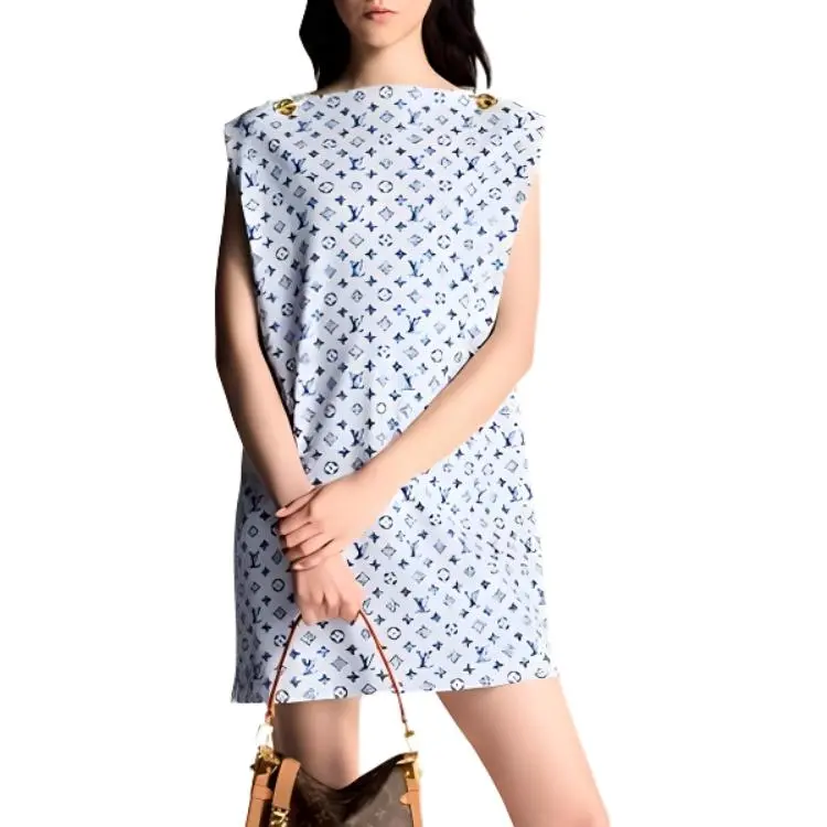 LOUIS VUITTON Sleeveless Dress Women's Gasoline Blue-1