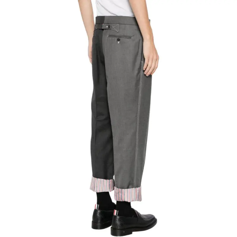 THOM BROWNE Two Toned Tailored Trousers-4